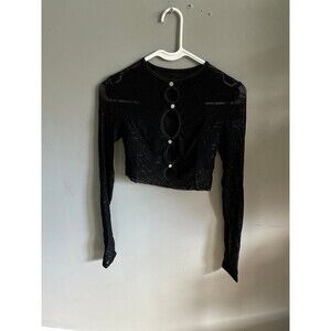 Mesh jeweled cropped longsleeve S